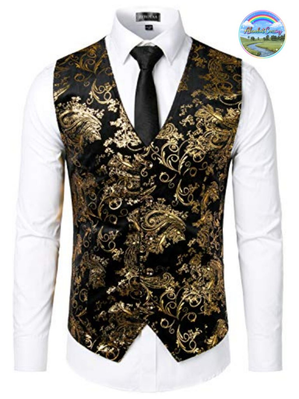 Mens Metallic Paisley Suit Vest Waistcoat Slim Fit V-Neck Button Front
